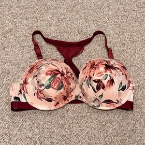 Cacique Bra‎ Womens Size 44D Boost Plunge Underwire Front Closure Floral Lace